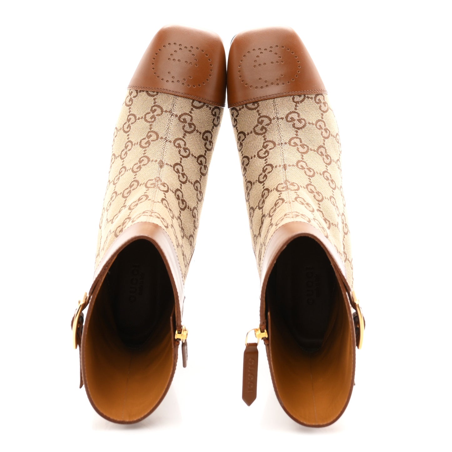 Monogram Cordovan Lux GG Ankle Boots 40.5 Beige Cuir