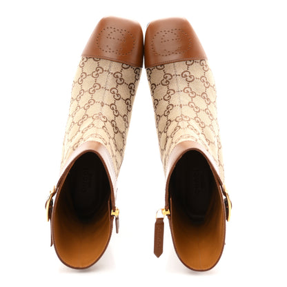 Gucci Monogram Cordovan Lux GG Ankle Boots 40.5 Beige Cuir 2 of 10