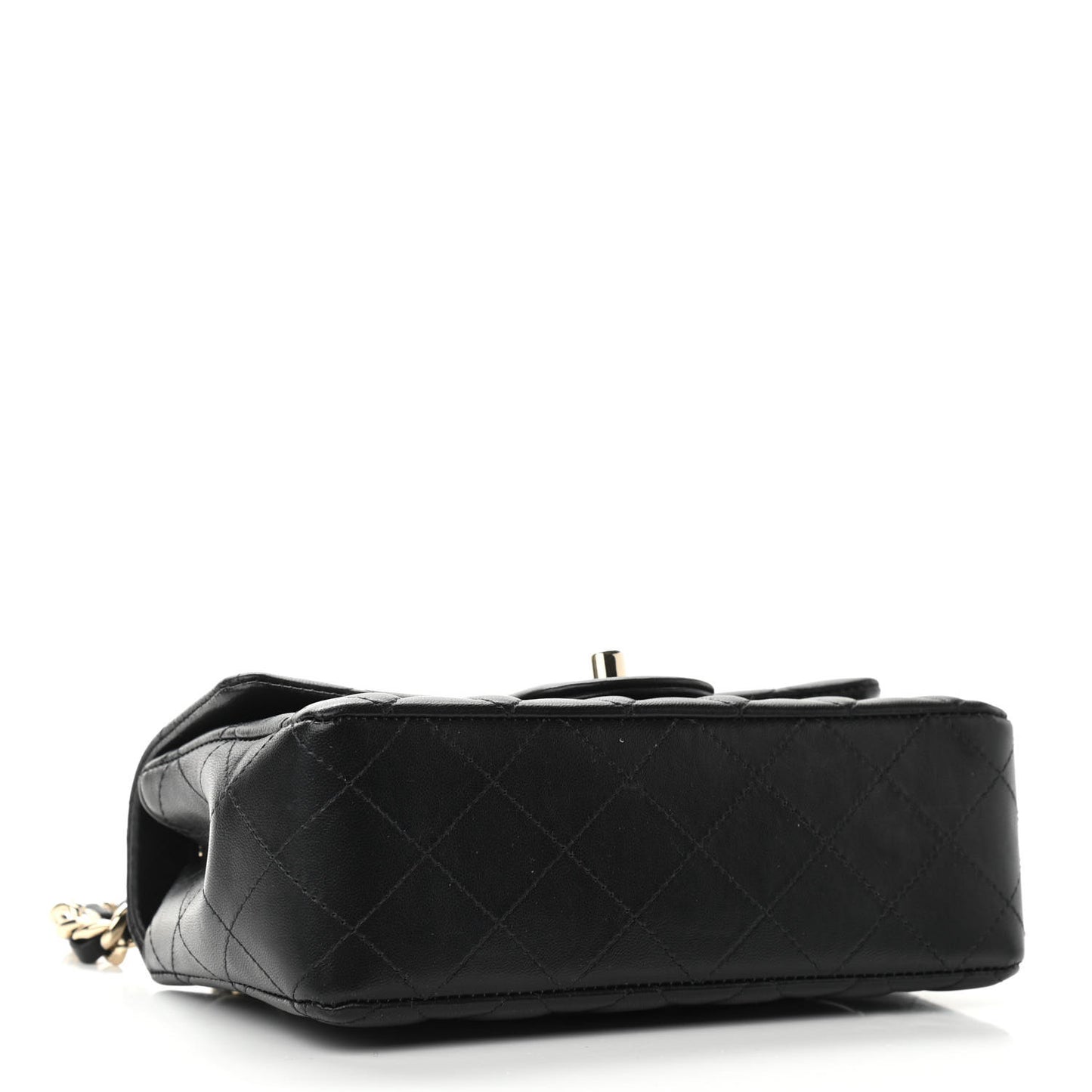 Lambskin Quilted Mini Coco Charms Rectangular Flap Black