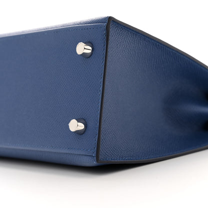 Hermes Epsom Kelly Sellier 25  Bleu Tie 10 of 12
