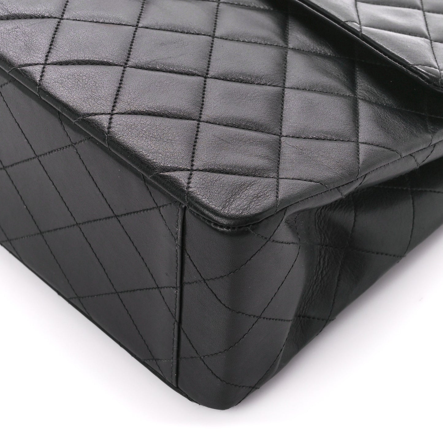 Lambskin Quilted XL Jumbo Single Flap Black
