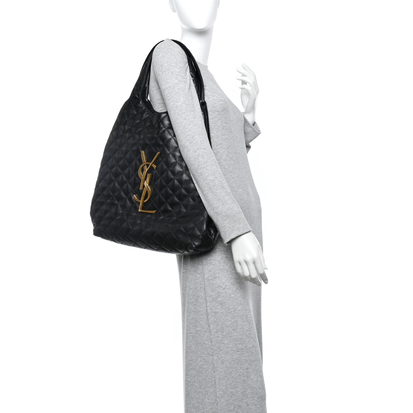 Lambskin Quilted Maxi Icare Shopping Tote Black