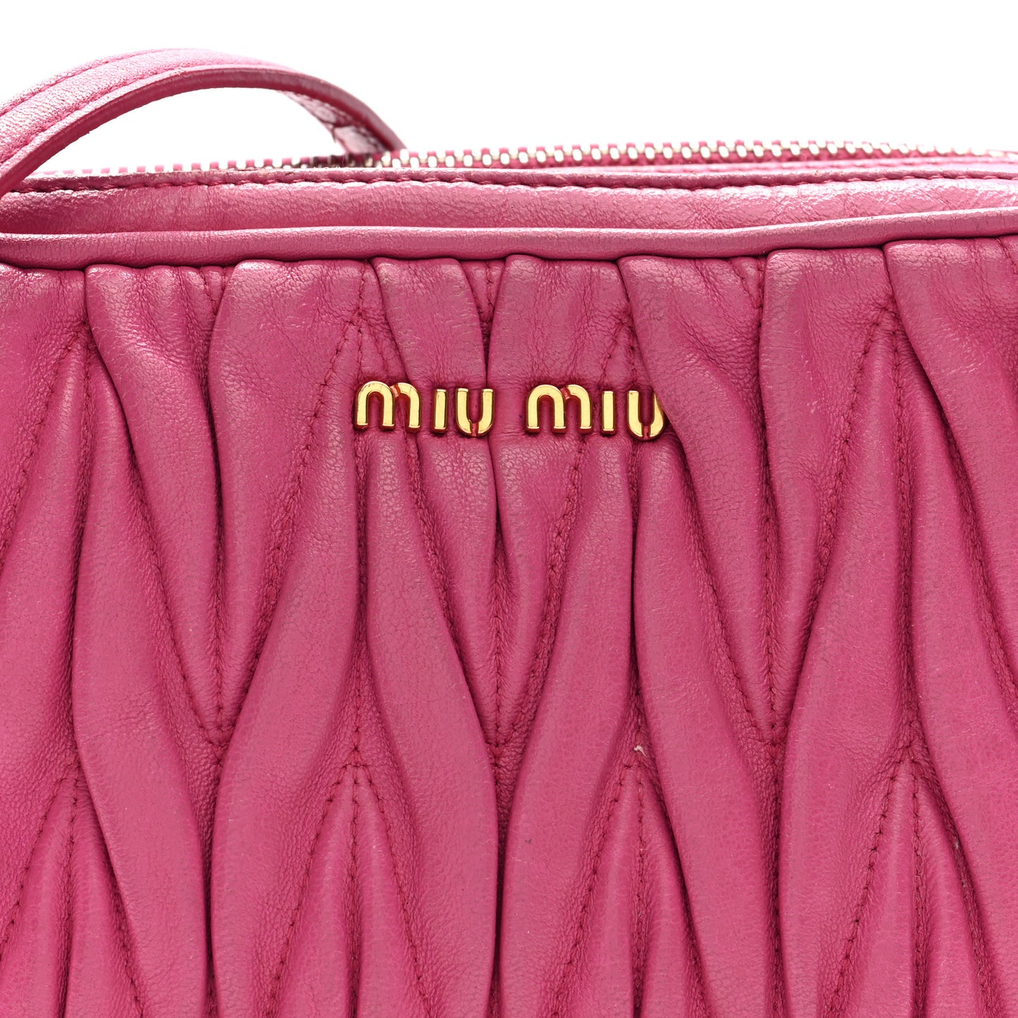 Vitello Lux Matelasse Double Zip Shoulder Bag Peonia