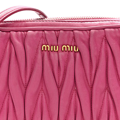 Miu Miu Vitello Lux Matelasse Double Zip Shoulder Bag Peonia 8 of 10