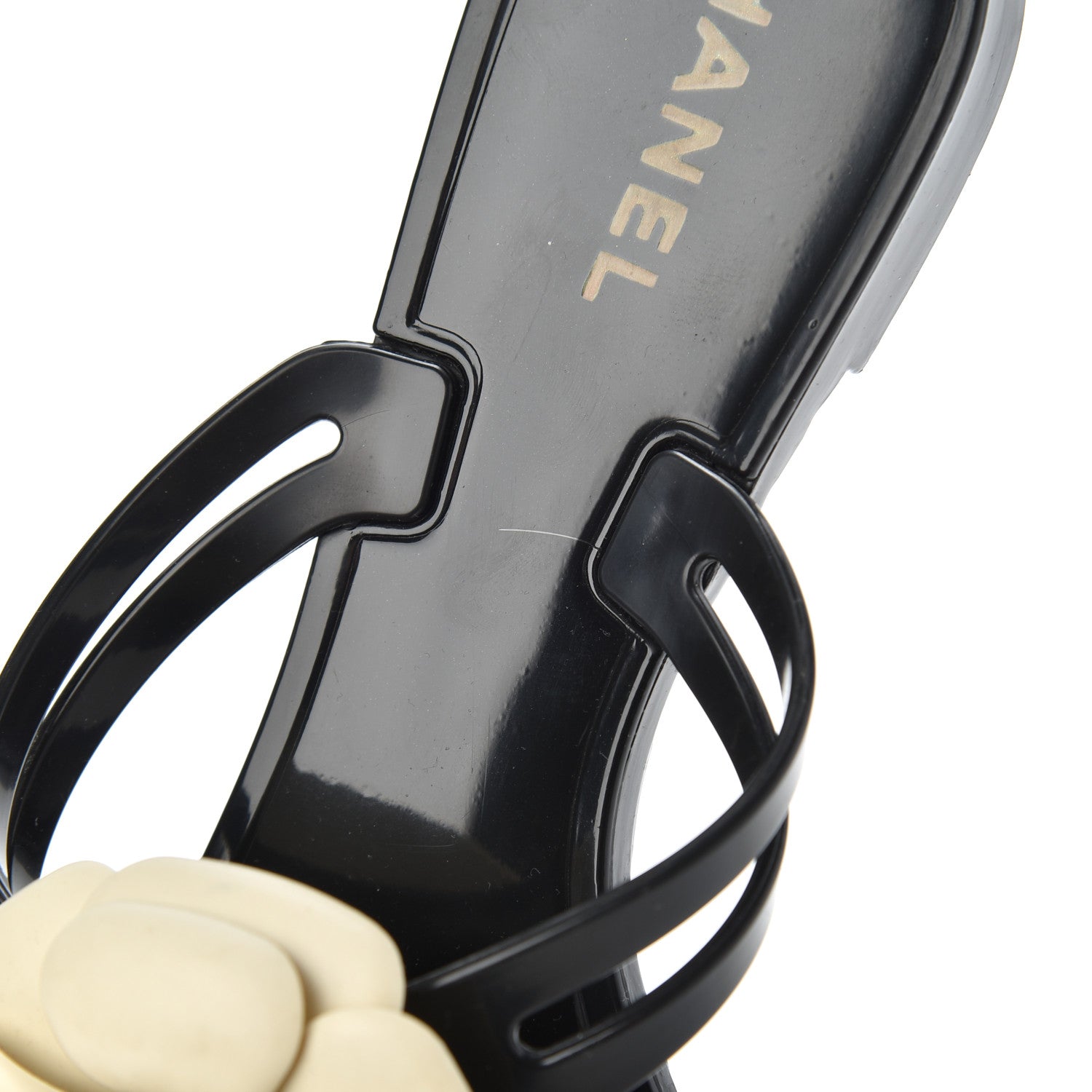 Chanel Jelly Camellia Thong Sandals 39 Black Ivory 14 of 14