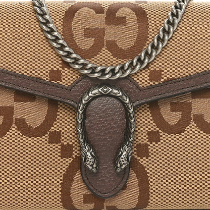 Gucci Monogram Jumbo GG Textured Dollar Calfskin Mini Dionysus Chain Wallet Camel Ebony New Acero 8 of 11