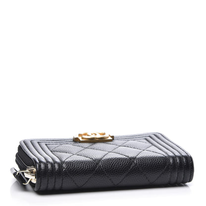 Chanel Caviar Quilted Boy Zip Around Coin Purse Wallet Black 3 of 9