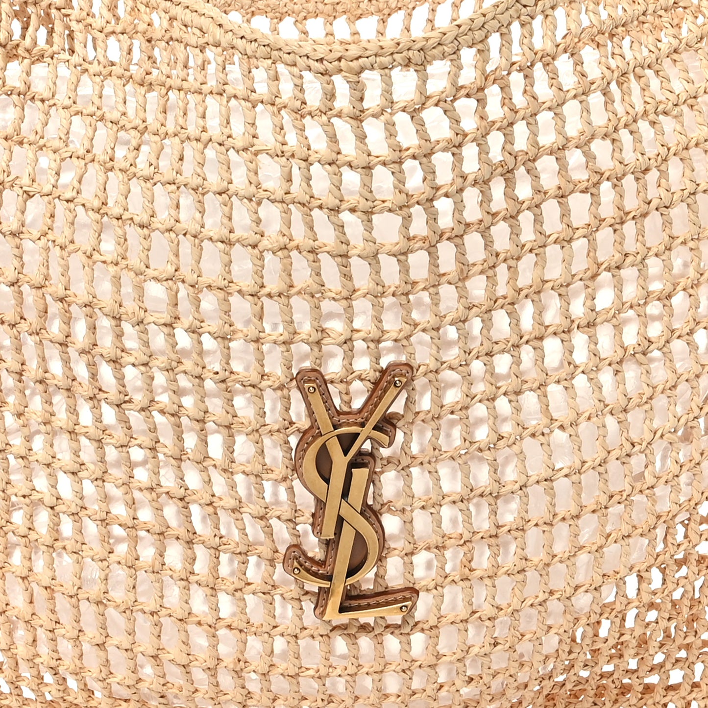 Raffia Calfskin Oxalis Shoulder Bag Naturale