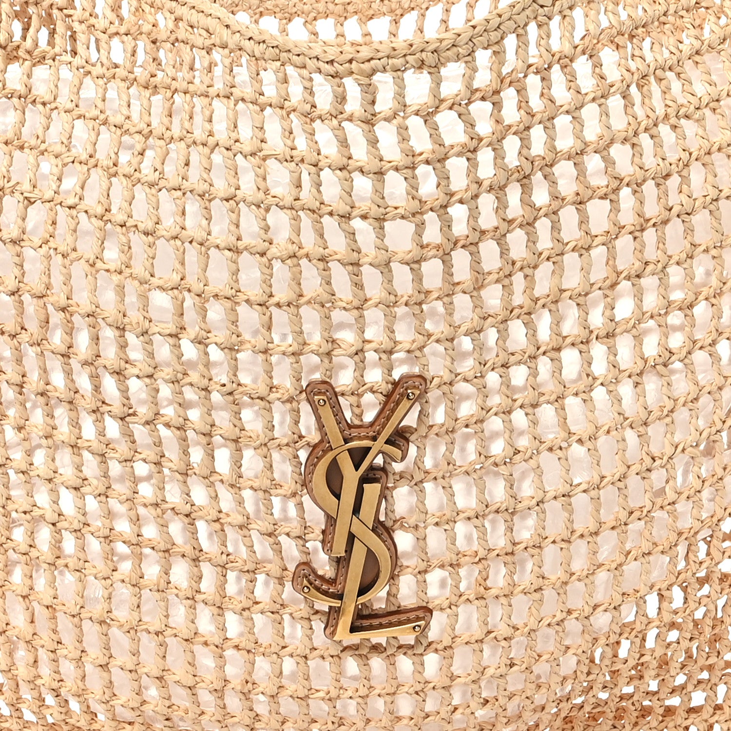 Saint Laurent Raffia Calfskin Oxalis Shoulder Bag Naturale 8 of 10