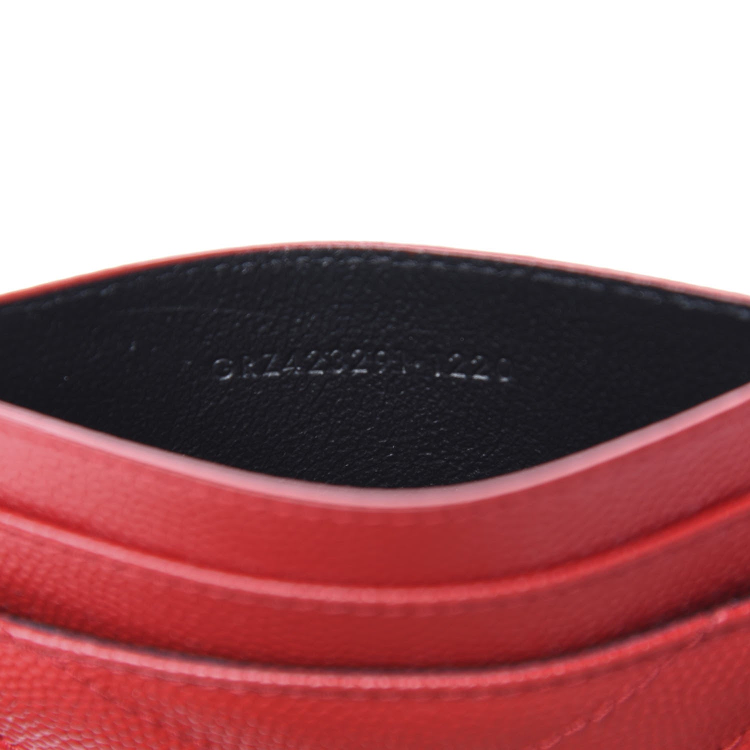 Saint Laurent Grain De Poudre Matelasse Chevron Monogram Credit Card Case New Red 6 of 7