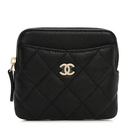 Chanel Caviar Quilted Zip Card Holder Wallet Black 1 of 8
