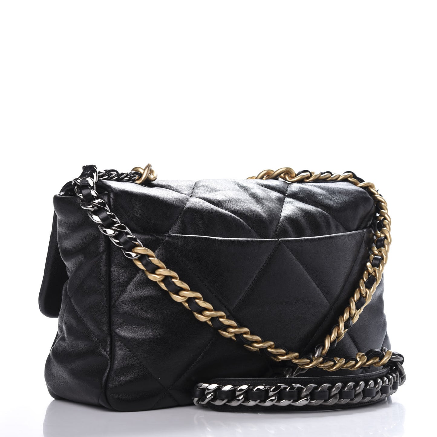 Lambskin Quilted Large 19 Flap Black