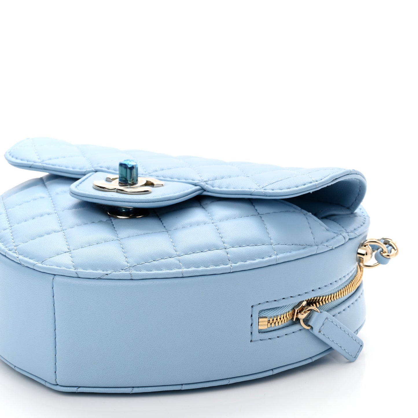 Lambskin Quilted CC In Love Heart Bag Light Blue