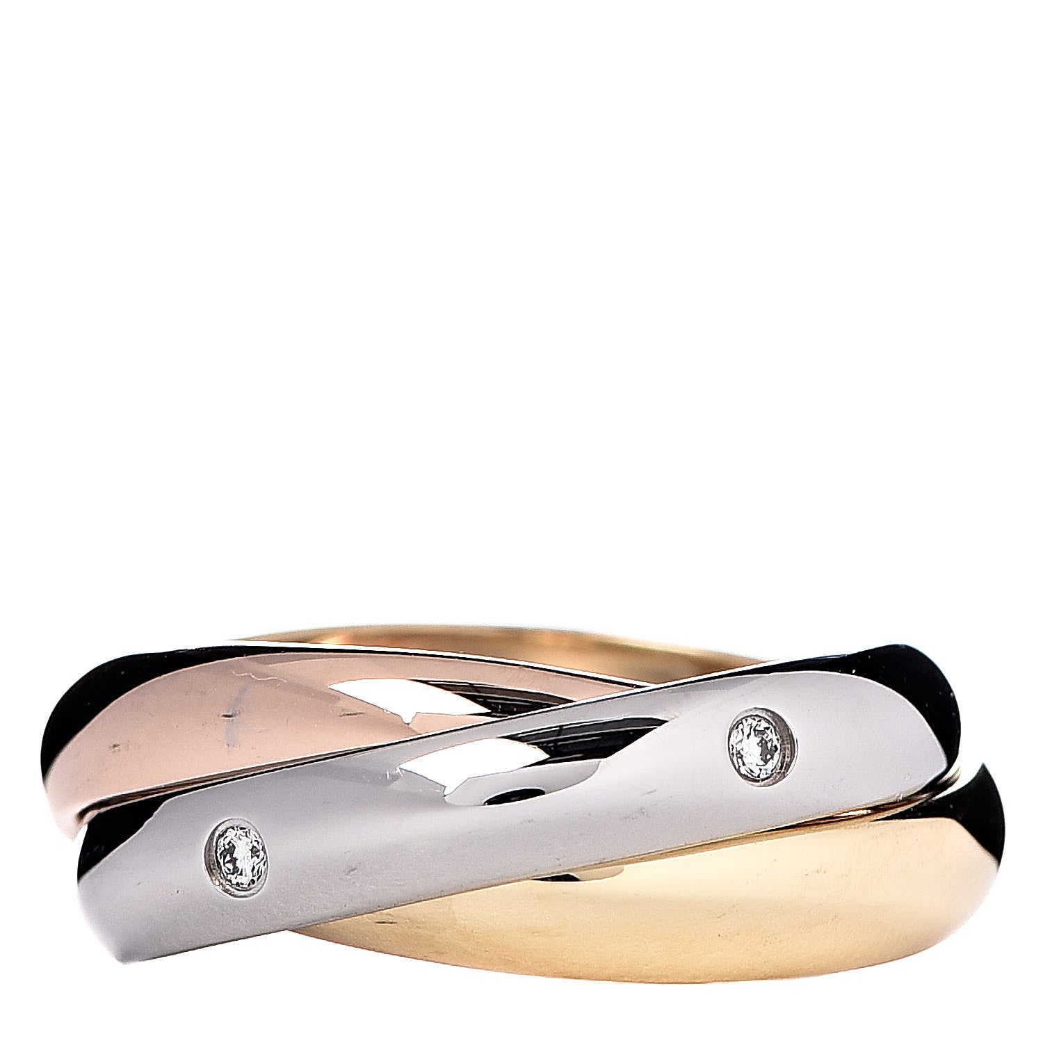 Cartier 18K Pink Yellow White Gold Diamond Classic Trinity Ring 48 4.5 3 of 6