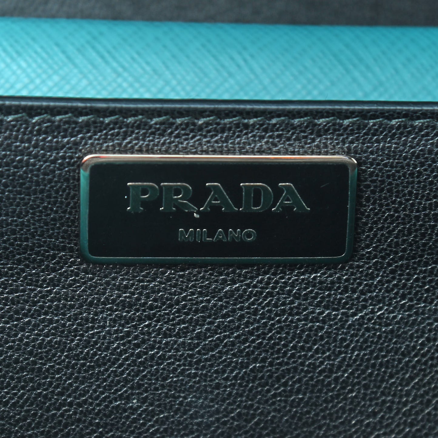Saffiano Lux Bi-Color Sound Shoulder Bag Papaya Turchese