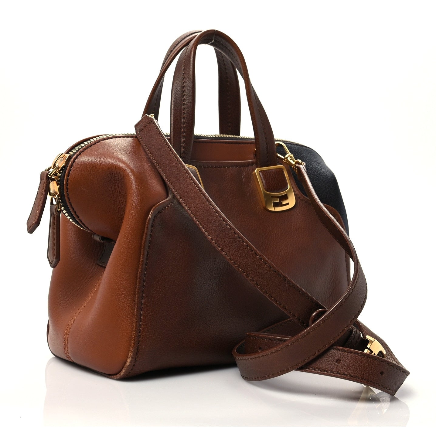 Fendi Capra Vitello Dolce Marmol Colorblock Small Chameleon Tote Moro Biscotti 3 of 8