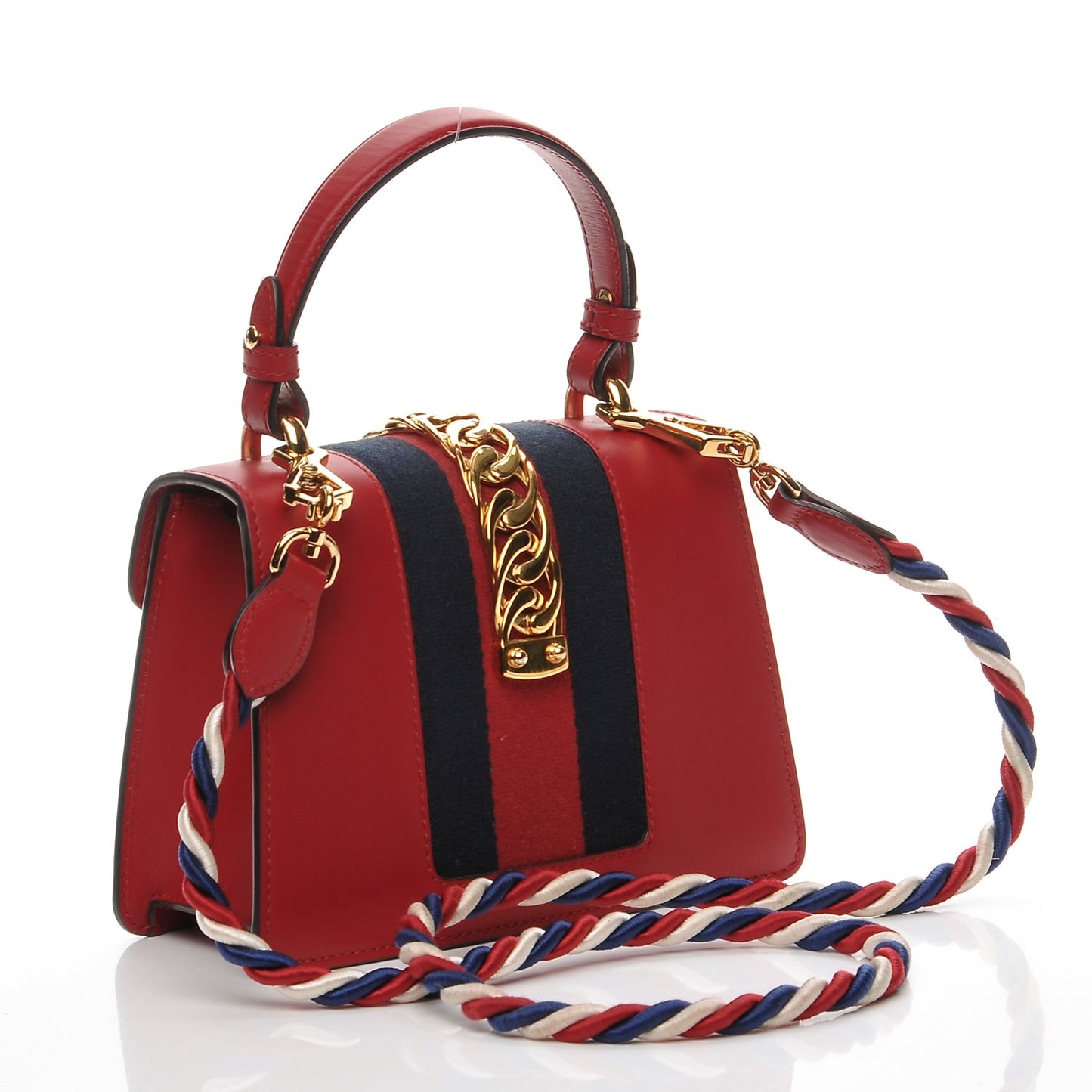 Calfskin Mini Sylvie Top Handle Bag Hibiscus Red