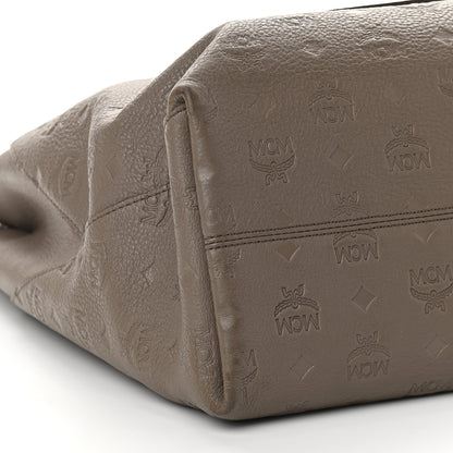 MCM Calfskin Ottomar Monogram Medium Klara Hobo Taupe 7 of 9