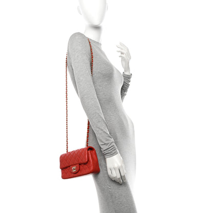 Chanel Pearly Caviar Quilted Mini Rectangular Flap Orange 3 of 12