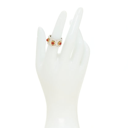Buccellati Sterling Silver Gold Vermeil Red Jasper Blossoms Daisy Color Eternelle Ring 53 6.5 2 of 7