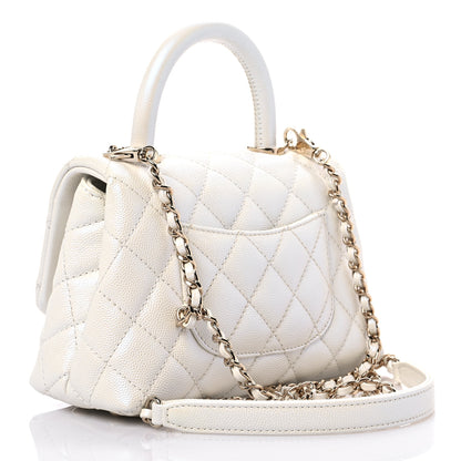 Chanel Iridescent Caviar Quilted Extra Mini Coco Handle Flap Ivory 3 of 9