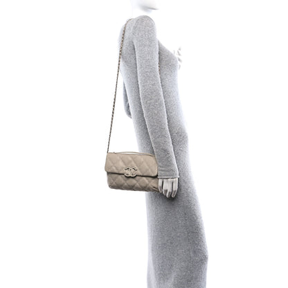 Chanel Calfskin Quilted Double Stitch Hamptons Clutch with Chain Beige Clair 2 of 11