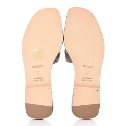 Hermes Goatskin Oran Sandals 37 Gris Galet 7 of 8