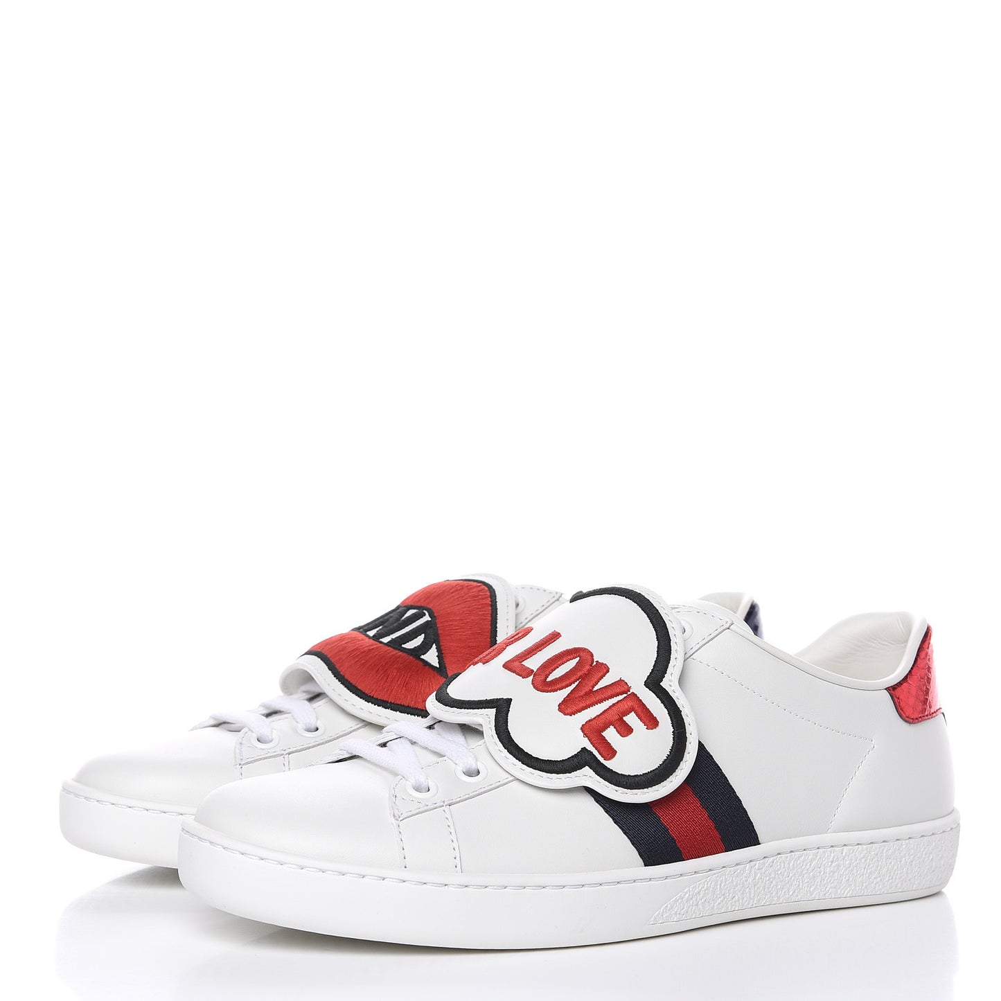 Calfskin Ayers Web Blind for Love Embroidered Womens Ace Sneakers 36.5 White