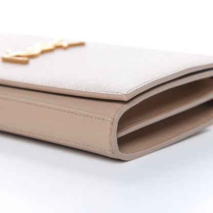 Saint Laurent Grain De Poudre Monogram Chain Wallet Dark Beige 9 of 14