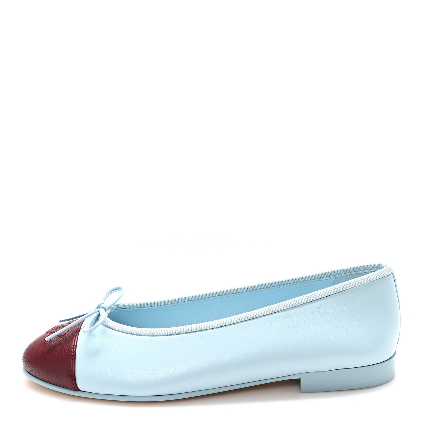 Lambskin Cap Toe CC Ballerina Flats 37.5 Blue Burgundy