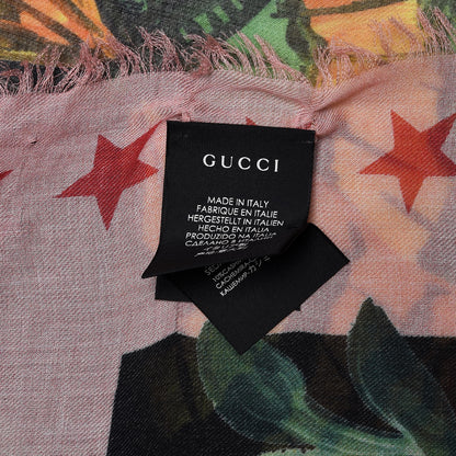 Gucci Modal Silk Cashmere Garden Print Shawl Black 4 of 5