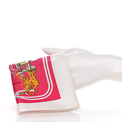 Hermes Silk Brides de Gala Nano Scarf 20 Blanc Rose Fuchsia Or 2 of 5