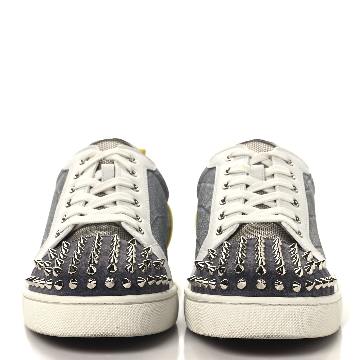 Christian Louboutin Suede Calfskin Crocodile Embossed Mens Louis Junior Spikes Orlato Flat Sneakers 44 Multicolor 3 of 9