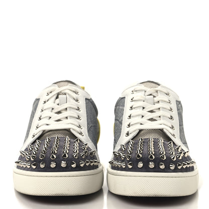 Christian Louboutin Suede Calfskin Crocodile Embossed Mens Louis Junior Spikes Orlato Flat Sneakers 44 Multicolor 3 of 9