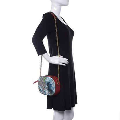 Gucci GG Supreme Monogram Blooms Mini Chain Shoulder Bag Beige Blue Navy Hibiscus Red 2 of 10