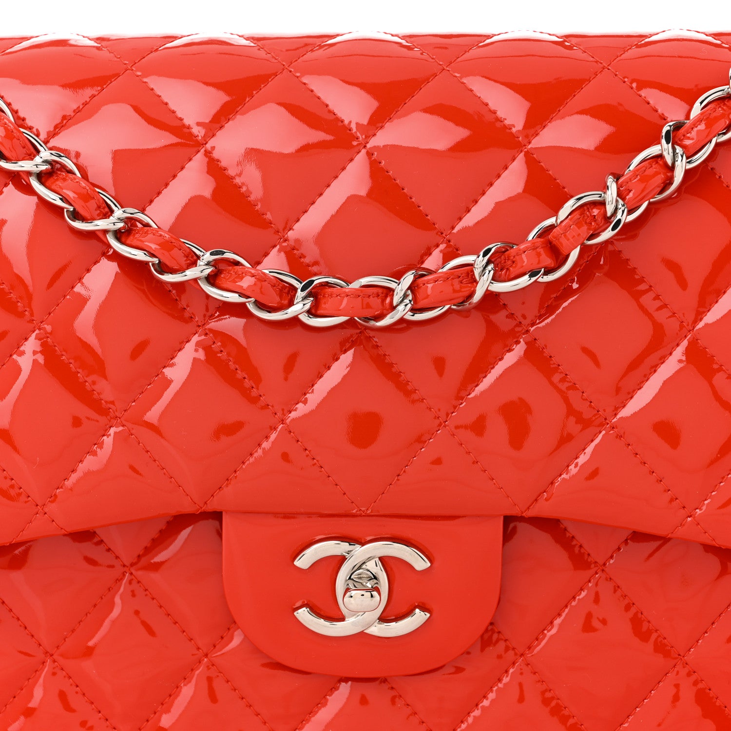 Chanel Patent Quilted Jumbo Double Flap Red 8 of 10