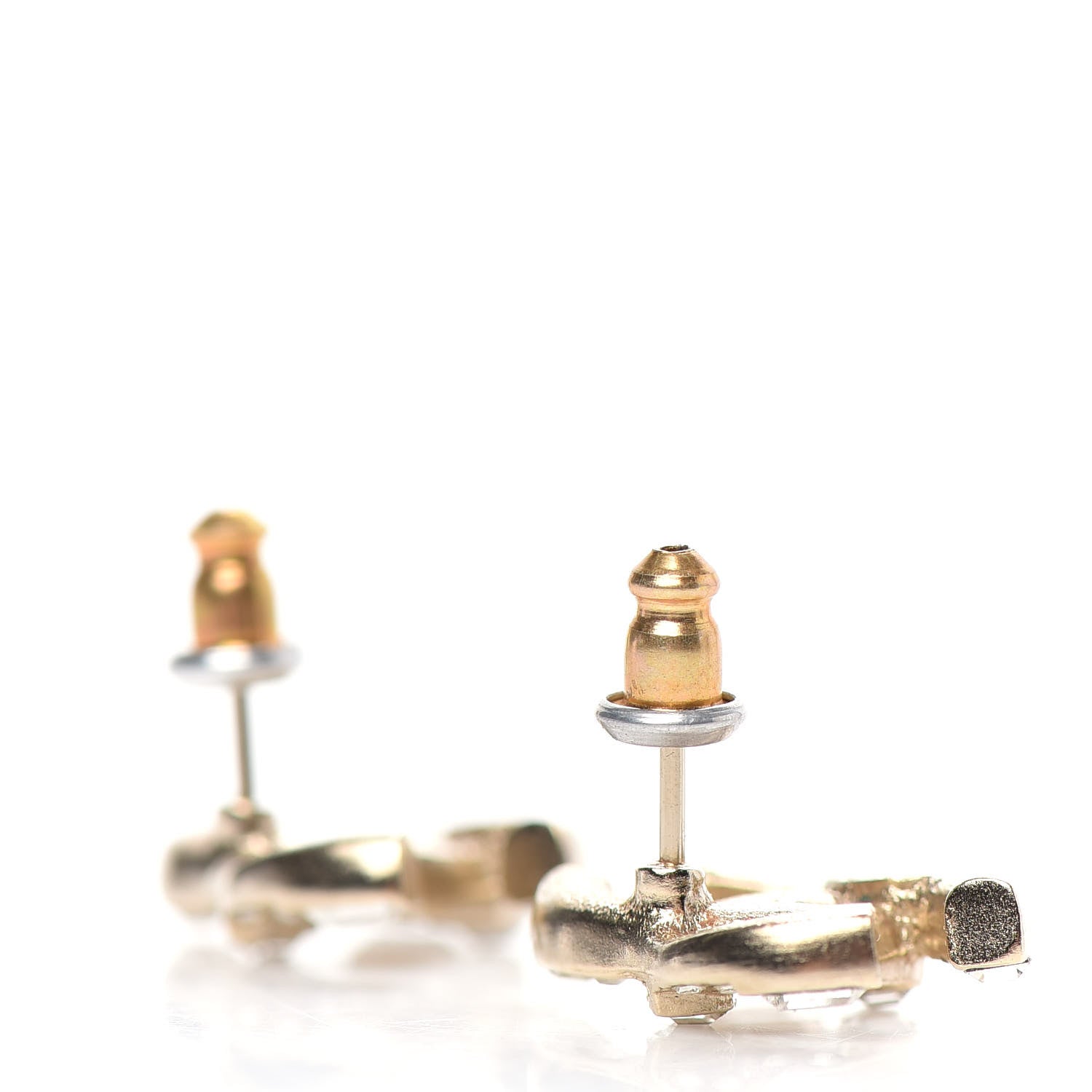 Chanel Crystal Baguette CC Earrings Gold 3 of 5