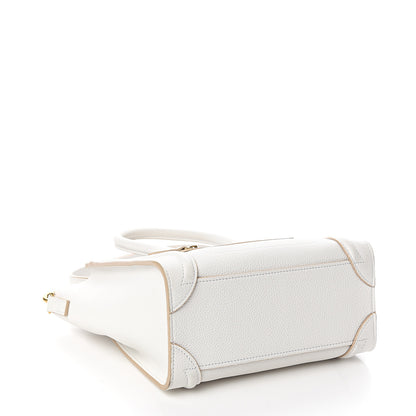Celine Drummed Calfskin Nano Luggage Optic White 3 of 9