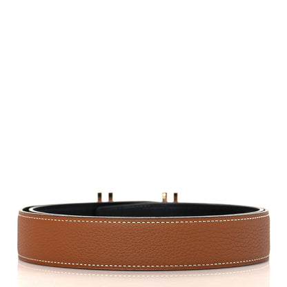 Hermes Box Togo 32mm Au Carre H Belt 85 Black Gold 3 of 7