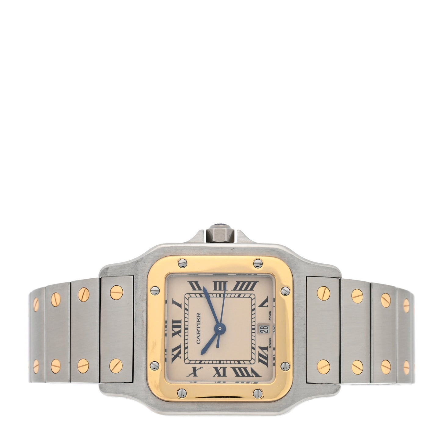 Stainless Steel 18K Yellow Gold 29mm Santos De Cartier Galbee Quartz Watch