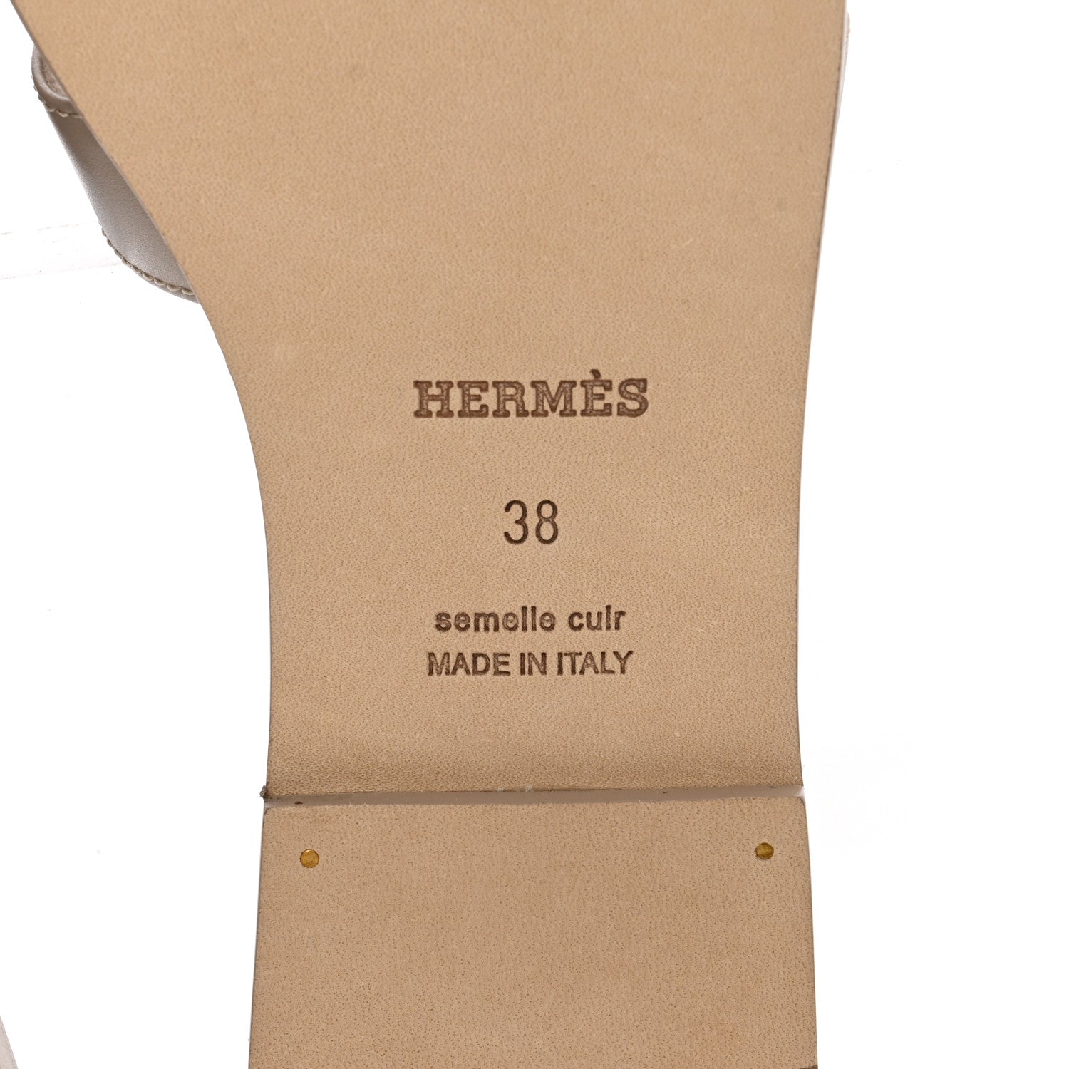 Hermes Box Calfskin Oran Sandals 38 Beige Mastic 6 of 13