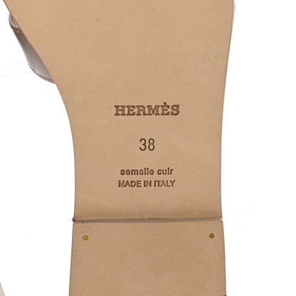 Hermes Box Calfskin Oran Sandals 38 Beige Mastic 6 of 13