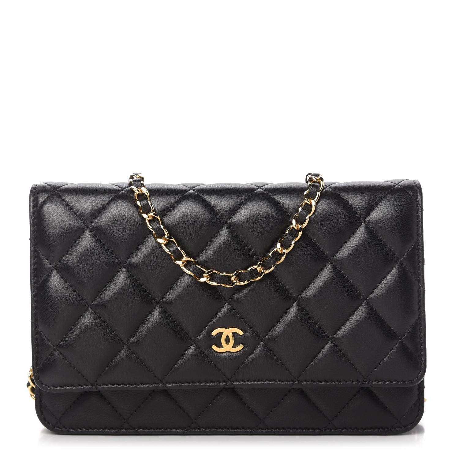 Chanel Lambskin Quilted Wallet On Chain WOC Black 1 of 12