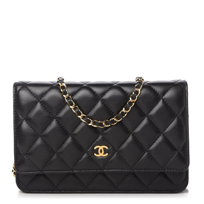 Chanel Lambskin Quilted Wallet On Chain WOC Black 1 of 12
