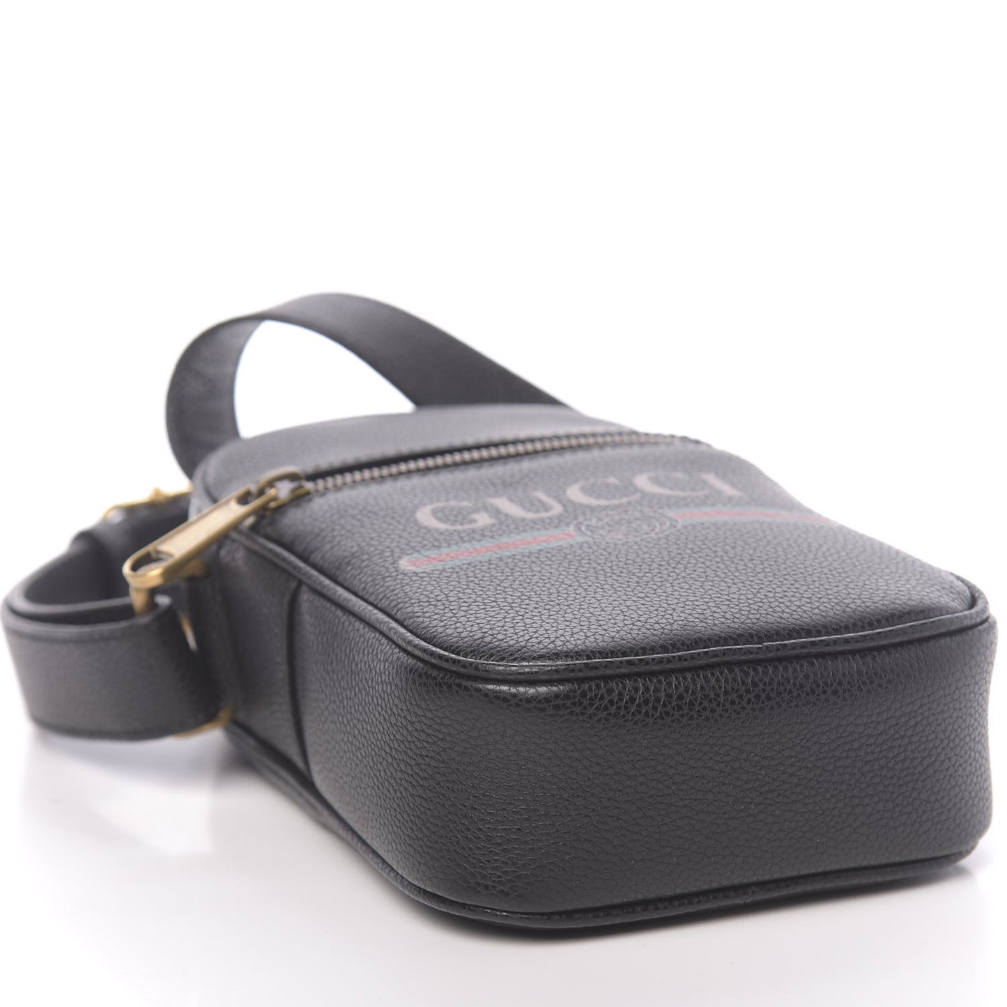 Grained Calfskin Mini Logo Messenger Bag Black