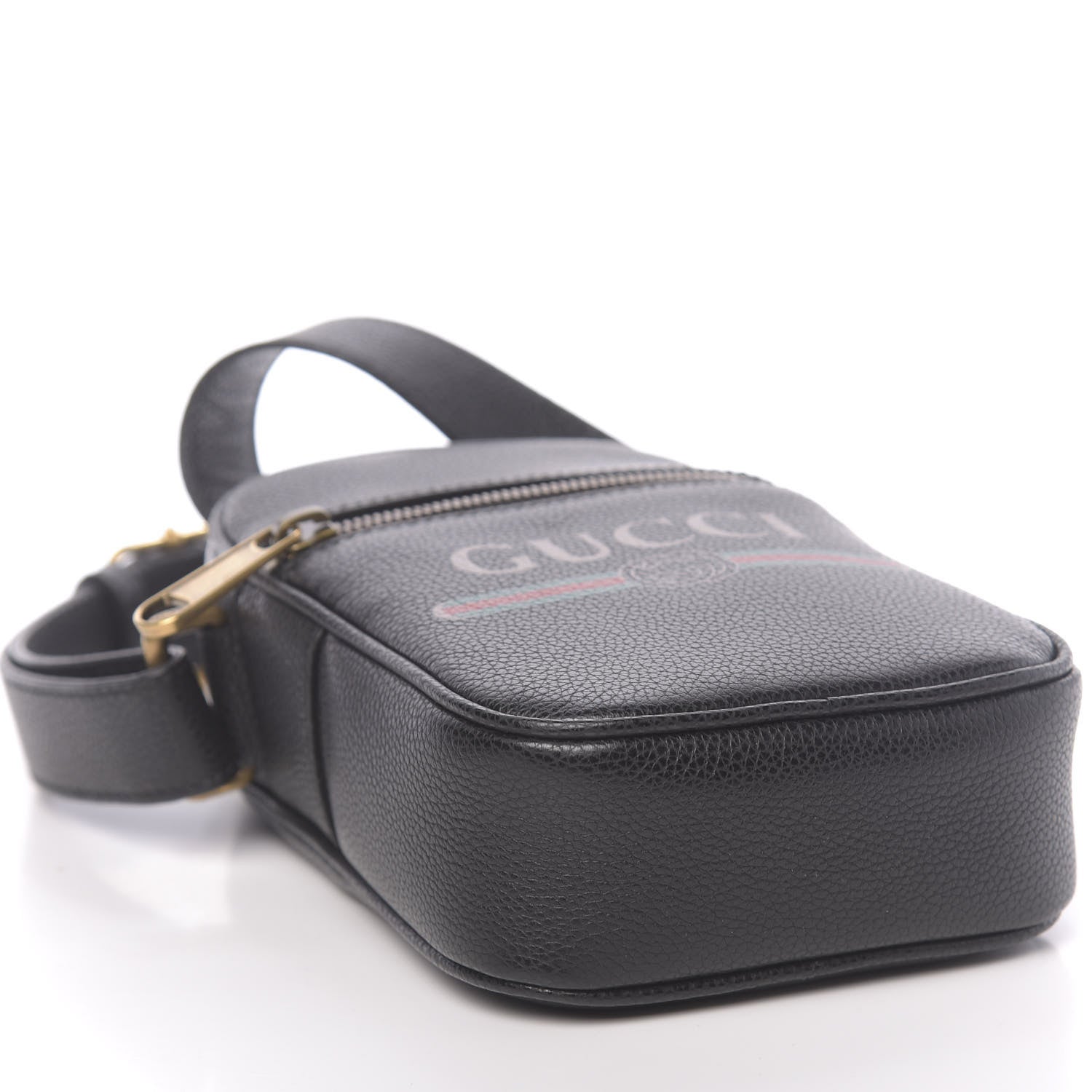 Gucci Grained Calfskin Mini Logo Messenger Bag Black 8 of 10