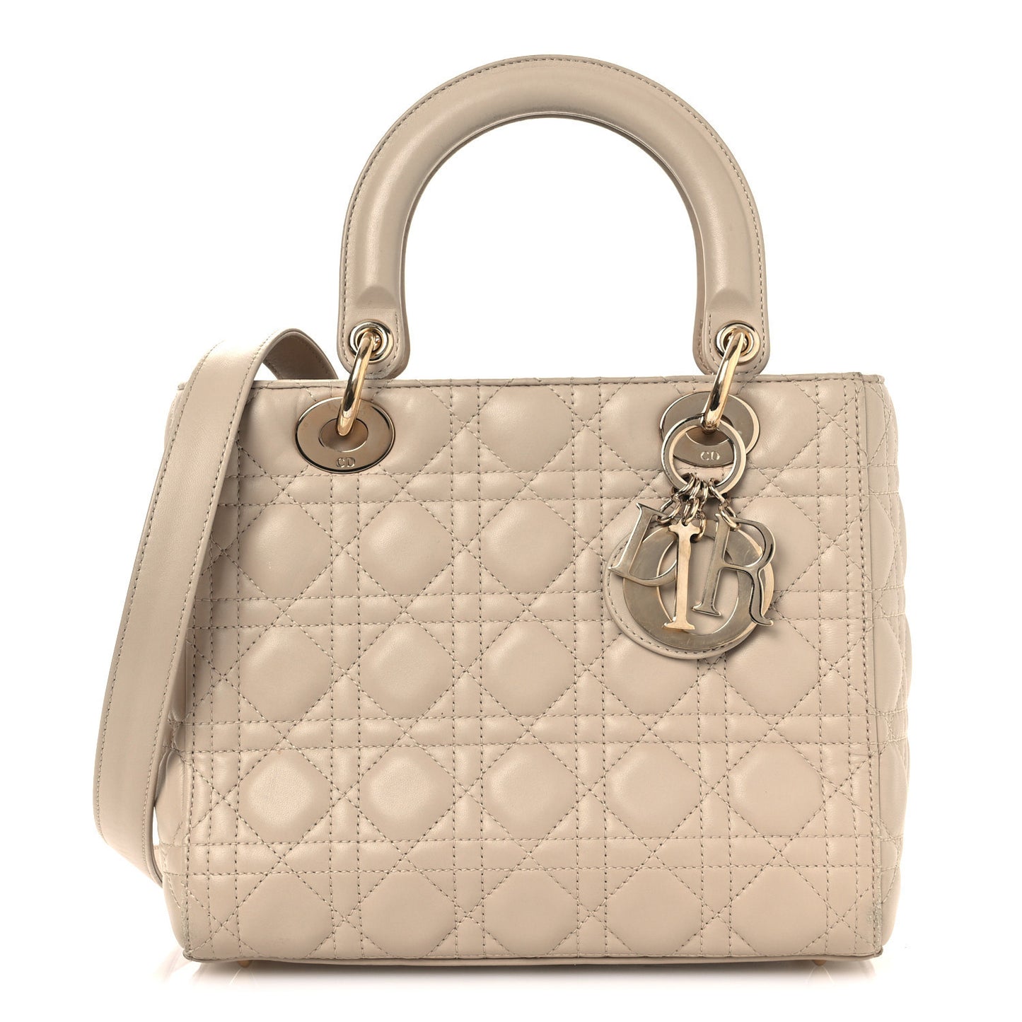 Lambskin Cannage Medium Lady Dior Beige