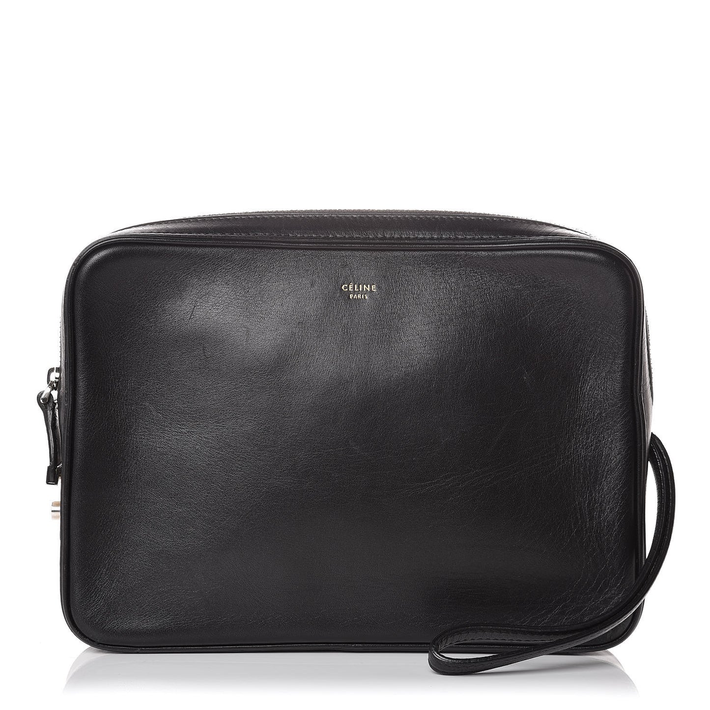 Nappa Calfskin Dragonne Pouch Clutch Black