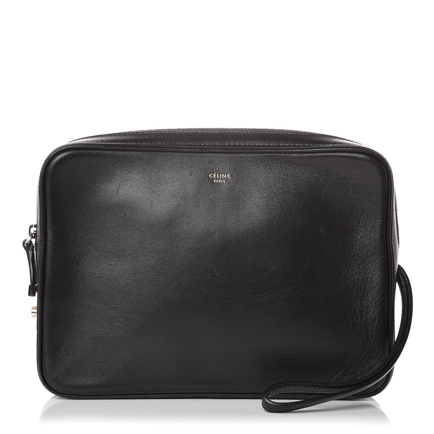 Celine Nappa Calfskin Dragonne Pouch Clutch Black 1 of 14