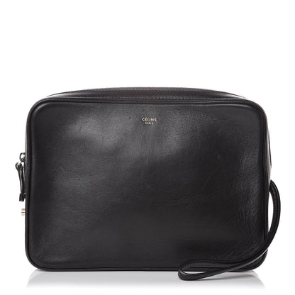 Celine Nappa Calfskin Dragonne Pouch Clutch Black 1 of 14